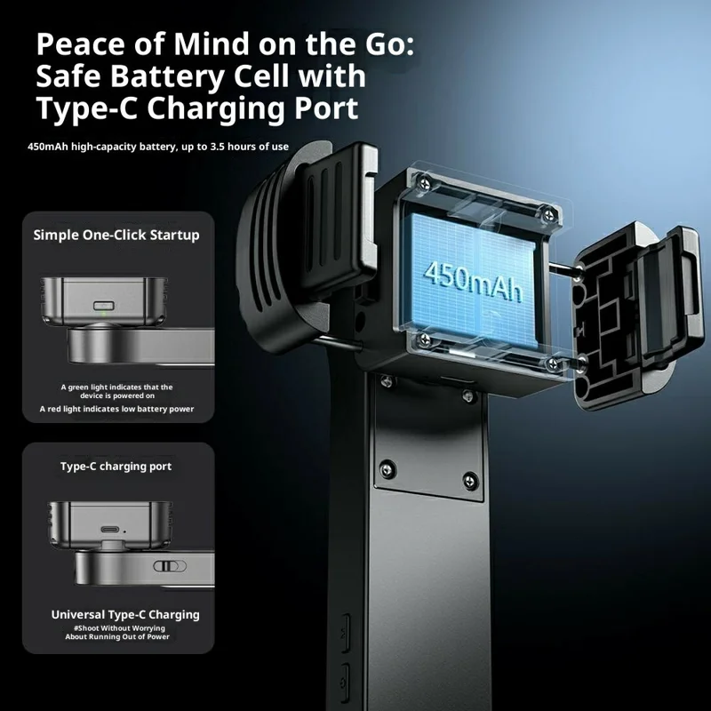 Q43 AI Image Stabilization Selfie Stick Phone Gimbal Stabilizer with RGB Fill Light, Tripod, Remote Control - Black