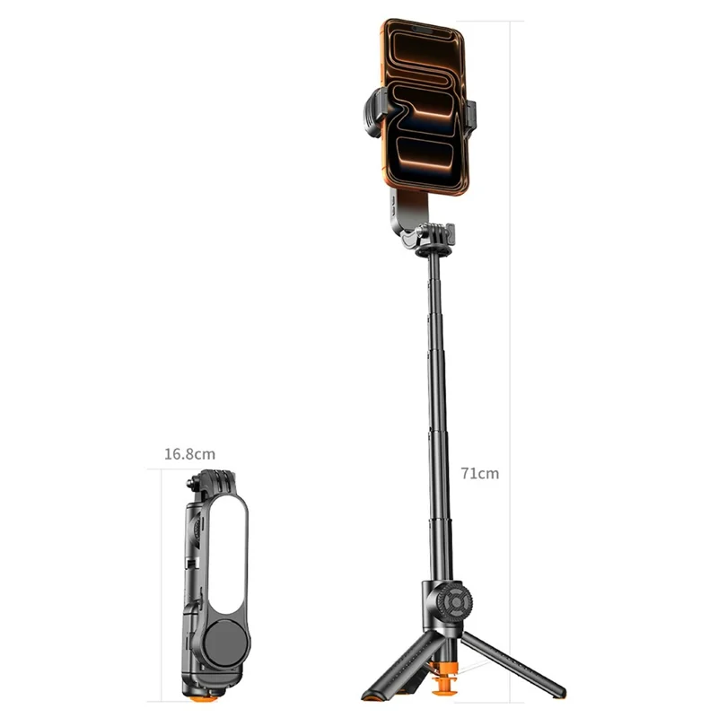 Q43 AI Image Stabilization Selfie Stick Phone Gimbal Stabilizer with RGB Fill Light, Tripod, Remote Control - Black