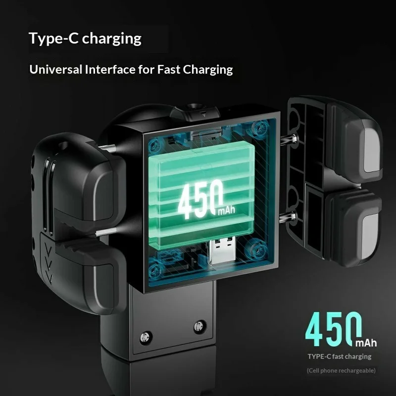 Q51 AI Tracking Selfie Stick Gimbal Stabilizer with RGB Fill Light Gesture Control Tripod for Vlogging Live Streaming - Black