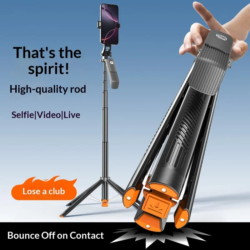 T04 1.77m Selfie Stick Tripod 360-Degree Pan-Tilt Head 1 / 4 Thread Mount for Smartphone Action Camera