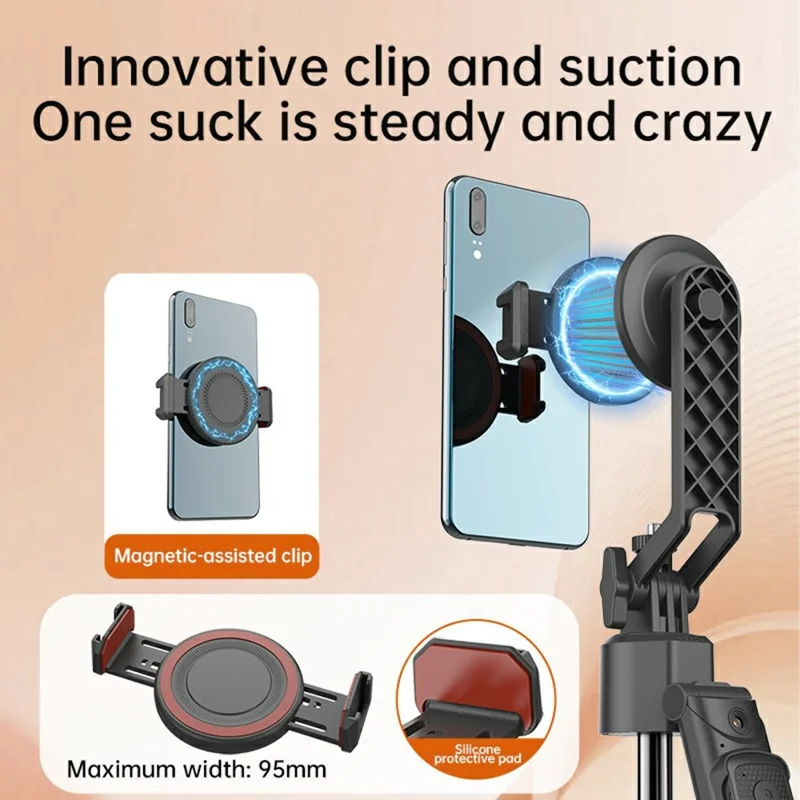 Q17 Pro AI Tracking Gimbal Selfie Stick with Magnetic Phone Holder Gesture Control Stabilizer for Live Streaming - Black