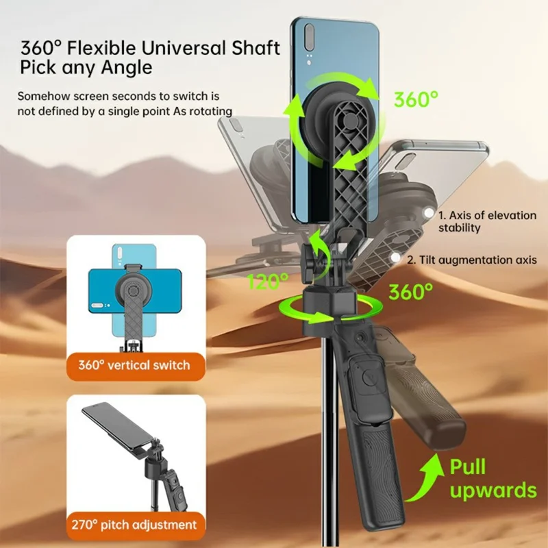 Q17 Pro AI Tracking Gimbal Selfie Stick with Magnetic Phone Holder Gesture Control Stabilizer for Live Streaming - Black