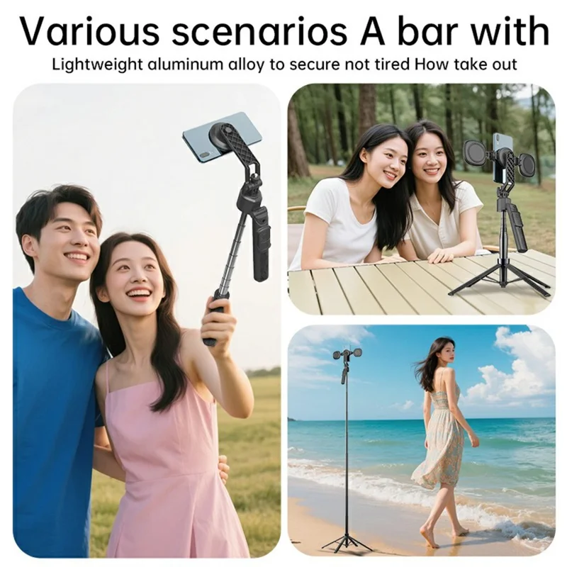 Q17 Pro AI Tracking Gimbal Selfie Stick with Magnetic Phone Holder Gesture Control Stabilizer for Live Streaming - Black
