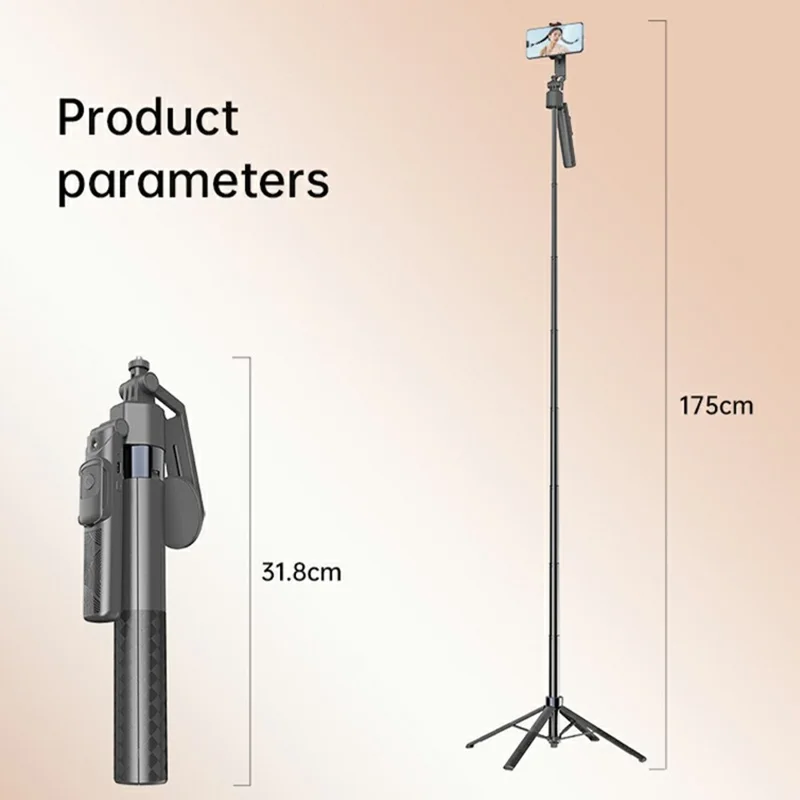 Q17 Pro AI Tracking Gimbal Selfie Stick with Magnetic Phone Holder Gesture Control Stabilizer for Live Streaming - Black