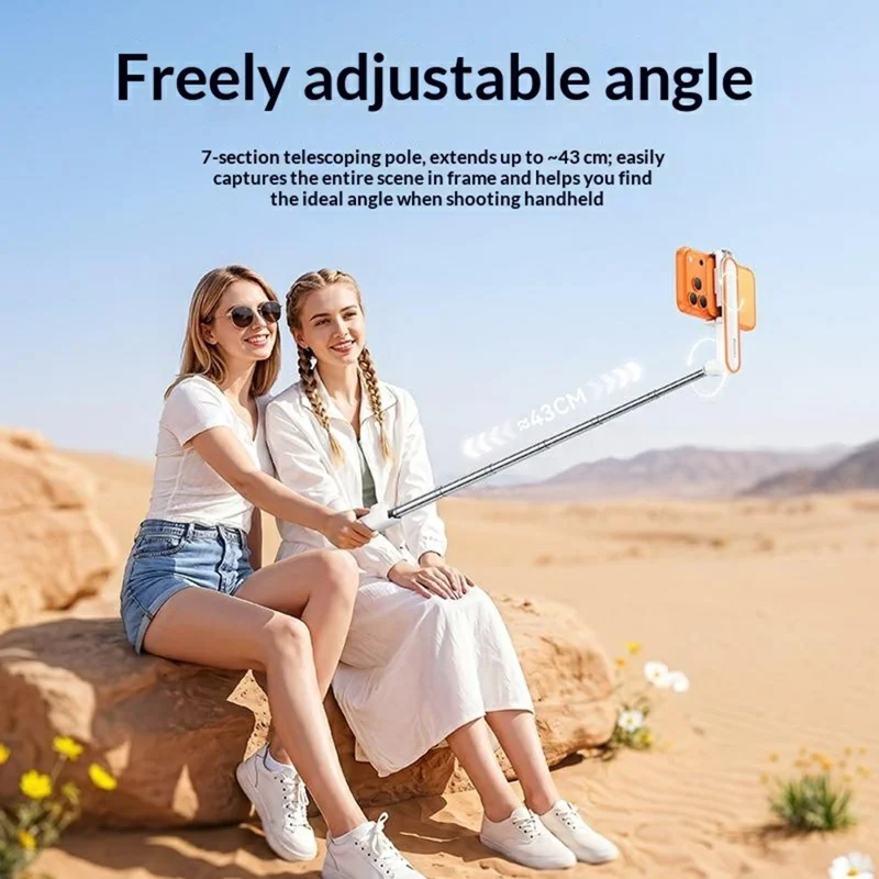 YESIDO SF33 Mini Bluetooth-compatible 5.3 Selfie Stick 7-Section Telescoping Phone Holder for Photography