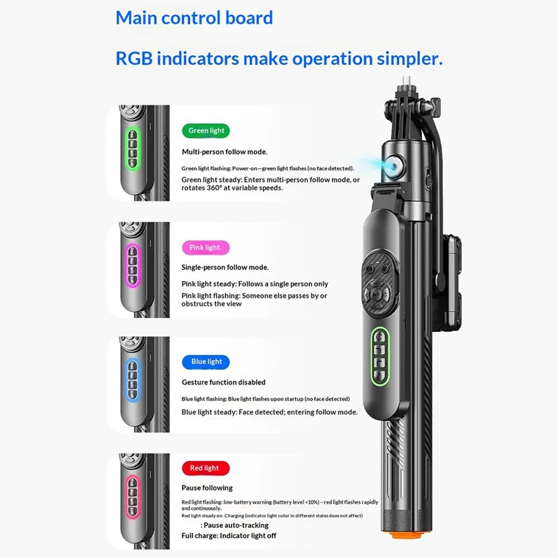 Q11 1.83m AI Face Tracking Phone Tripod with 1Pc Square Fill Light Auto ...