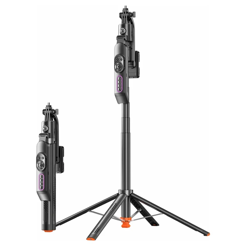 Q13TK Selfie Stick with 1Pc Square Fill Light 360° Face Tracking Anti-Shake Bluetooth-compatible 5.2 Remote - Black