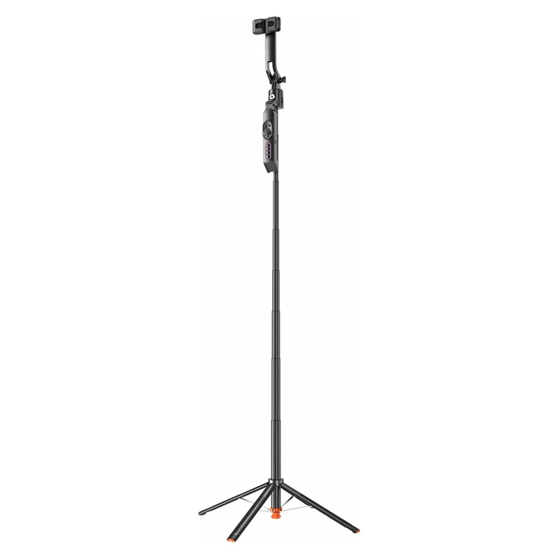 Q13TK Selfie Stick with 1Pc Square Fill Light 360° Face Tracking Anti-Shake Bluetooth-compatible 5.2 Remote - Black