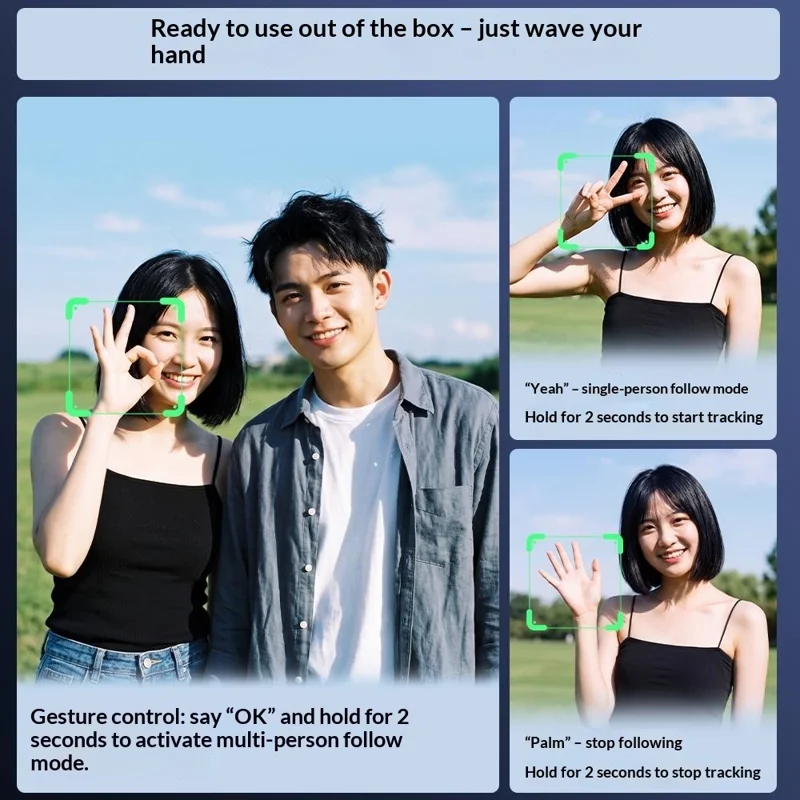 Q13TK Selfie Stick with 2Pcs Square Fill Light 360° Face Tracking Anti-Shake Bluetooth-compatible 5.2 Remote - Black