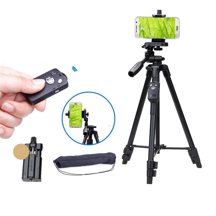 Support De Trépied Professionnel De YunTeng 5208 Avec Télécommande Bluetooth Pour Téléphone De Caméra SLR DSLR