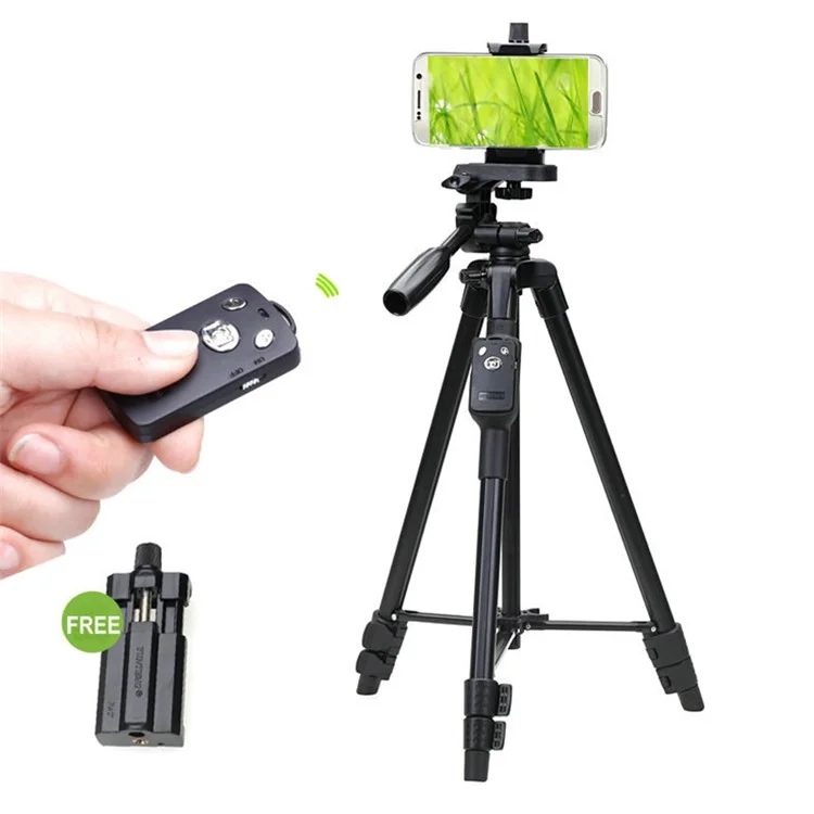 Support De Trépied Professionnel De YunTeng 5208 Avec Télécommande Bluetooth Pour Téléphone De Caméra SLR DSLR