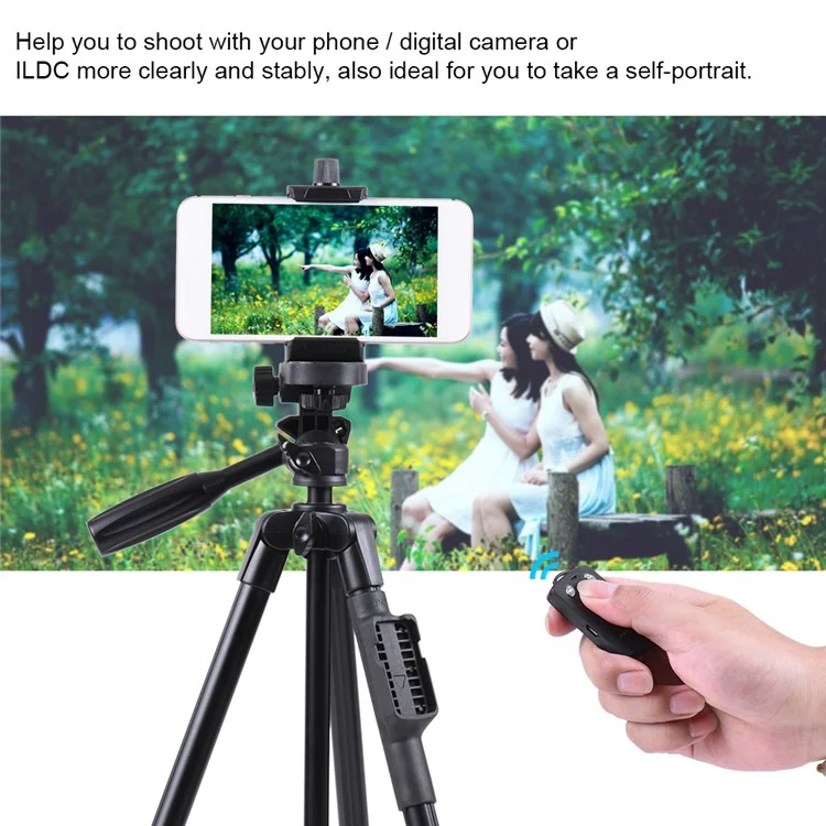 YUNTENG 5208 Professional Tripod Stand with Bluetooth Remote for DSLR SLR Camera Phone