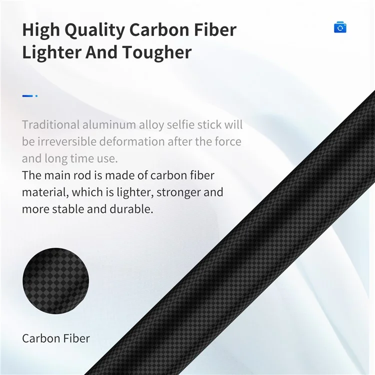 TELESIN TE-MNP-117 1.16m Carbon Fiber Selfie Stick Adjustable Length Monopod with 1/4 Screw Hole for Phone Action Camera
