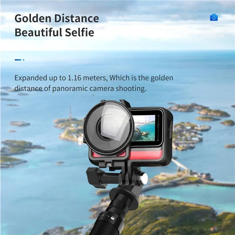 TELESIN TE-MNP-117 1.16m Carbon Fiber Selfie Stick Adjustable Length Monopod with 1/4 Screw Hole for Phone Action Camera