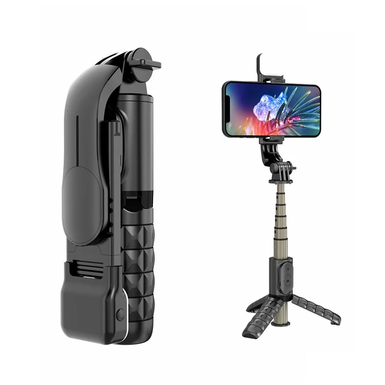 Q10s Portable Bluetooth Control Remoto Totador de Teléfono Trípode Extensible de Aleación de Aluminio Pole en Vivo Selfie Stick Con Luz de Relleno