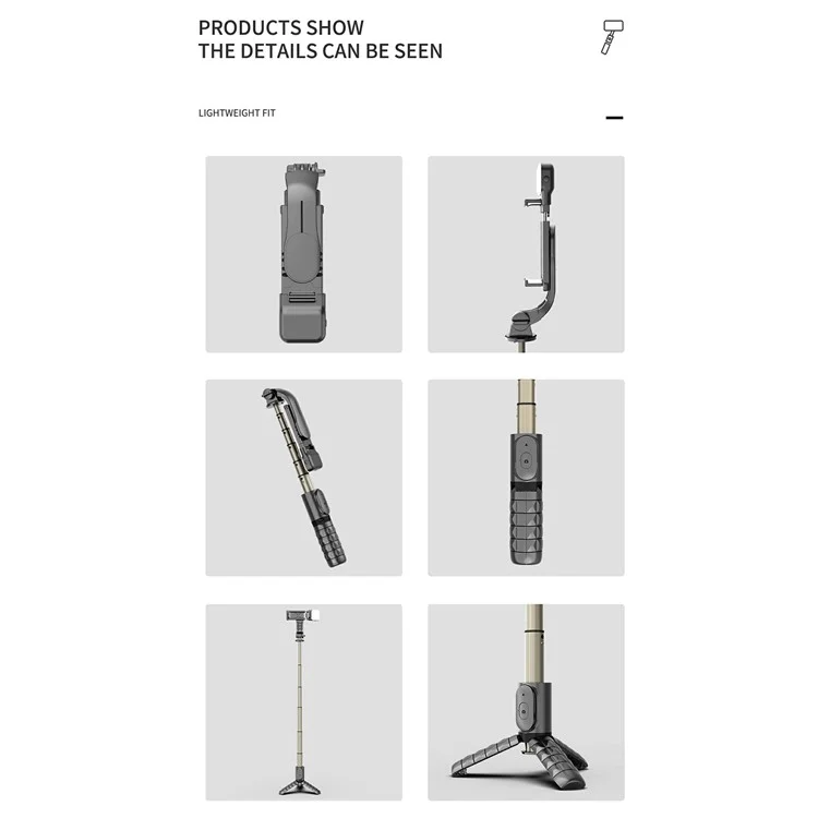 Q10s Portable Bluetooth Control Remoto Totador de Teléfono Trípode Extensible de Aleación de Aluminio Pole en Vivo Selfie Stick Con Luz de Relleno