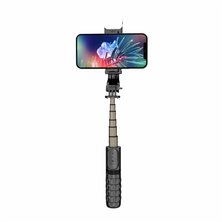 Q10s Portable Bluetooth Control Remoto Totador de Teléfono Trípode Extensible de Aleación de Aluminio Pole en Vivo Selfie Stick Con Luz de Relleno