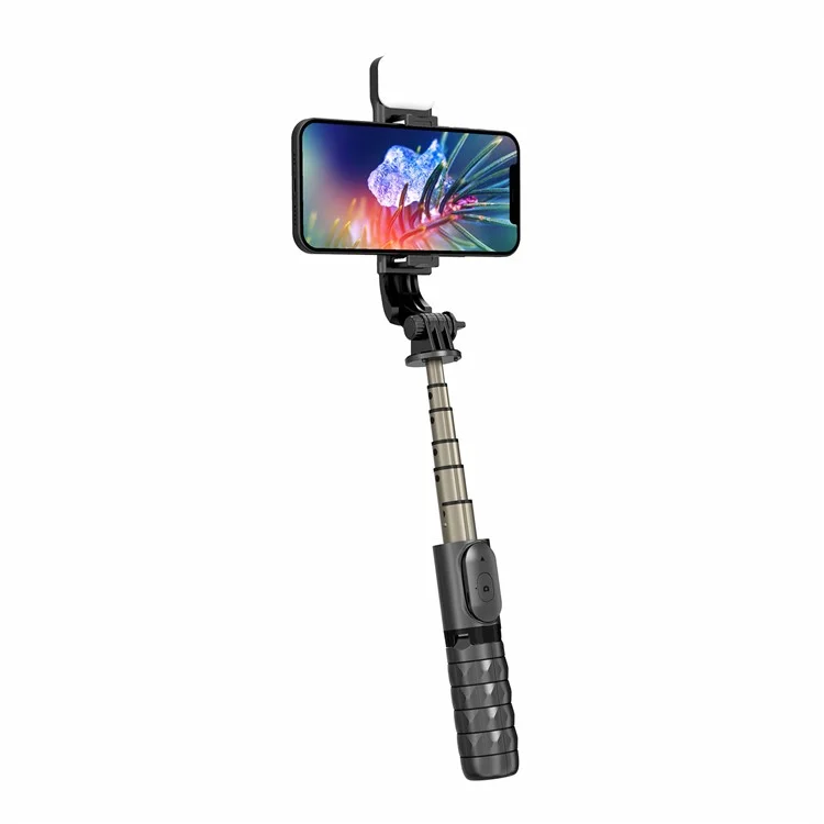 Q10s Portable Bluetooth Control Remoto Totador de Teléfono Trípode Extensible de Aleación de Aluminio Pole en Vivo Selfie Stick Con Luz de Relleno