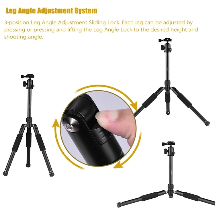 YUNTENG VCT-190 Professional Camera Tripod Stand Portable Monopod with Ball Head 5-Section Adjustable Camera Tripod for SLR ILDC Camcorder DV