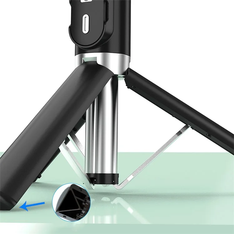 P60pro Selfie Stick Com Controle Remoto Sem Fio Bluetooth Portátil de 1,1m Tripod Stand Com Luz de Preenchimento - Preto