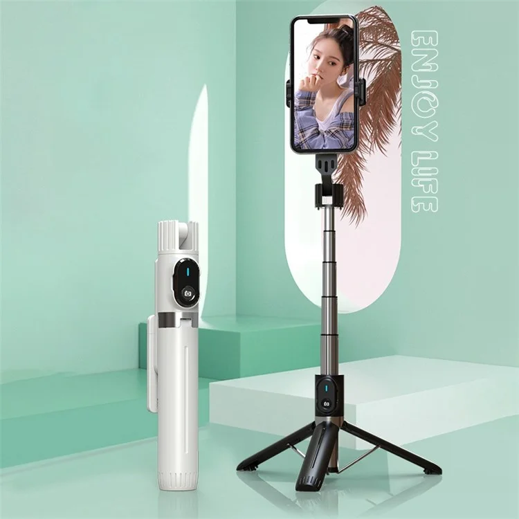 P90 1.1m Extension Selfie Stick Phone Clip Holder Wireless Remote Controlled Photography Tripod Stand - White