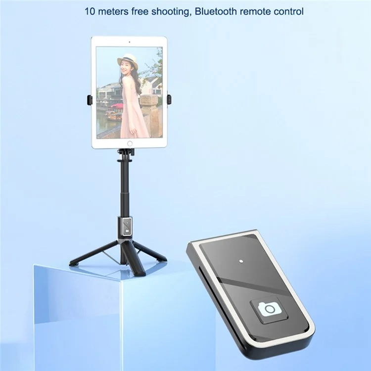 P40L Aluminium Alliage Télescopique Tripod Stand Bluetooth Remote Control Stick Stick With Double Phone Horse (pas de Lumière de Remplissage)