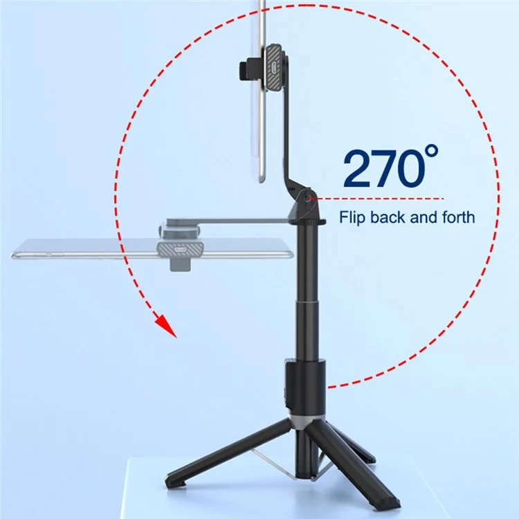 P40L Aluminium Alliage Télescopique Tripod Stand Bluetooth Remote Control Stick Stick With Double Phone Horse (pas de Lumière de Remplissage)