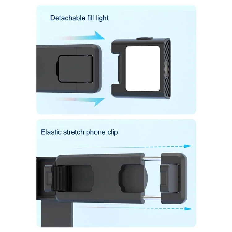 P40L-V1 Stante Trescod 2 in 1 Bluetooth Remote Control Selfie Con Supporto Per Doppio Telefono (luce di Riempimento Singolo)