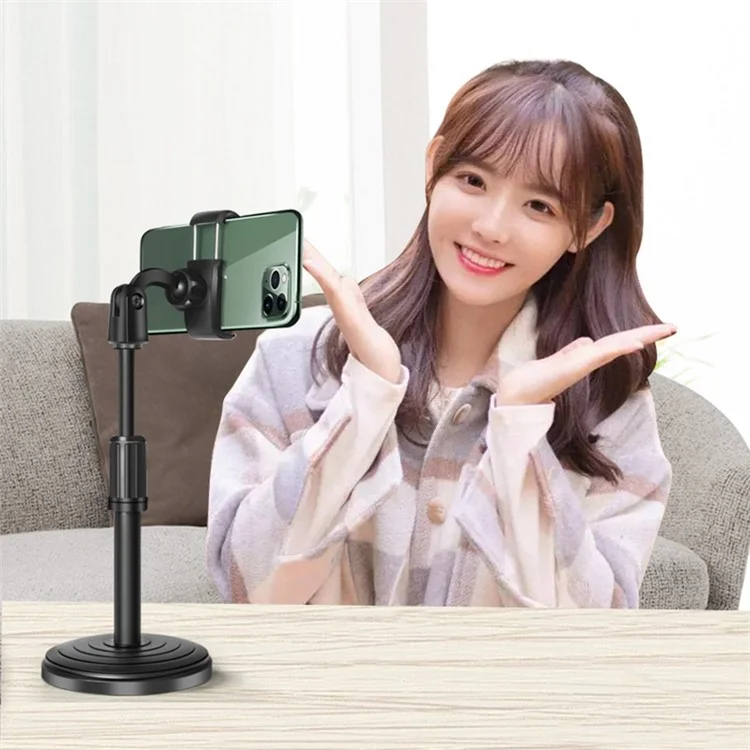 Cellphone Holder Clip Extendable Height Desktop Selfie Photo Video Recording Tripod Mount Stand for iPhone Huawei Xiaomi and More