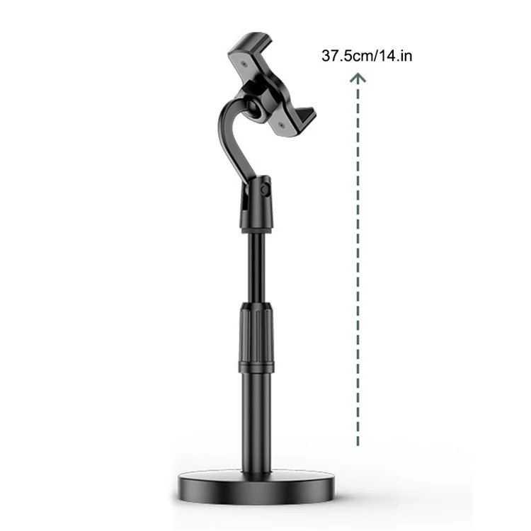 Extendable Cell Phone Stand Portable Phone Clip Desktop Holder Mount Round Base with Wireless Bluetooth-compatible Remote Control