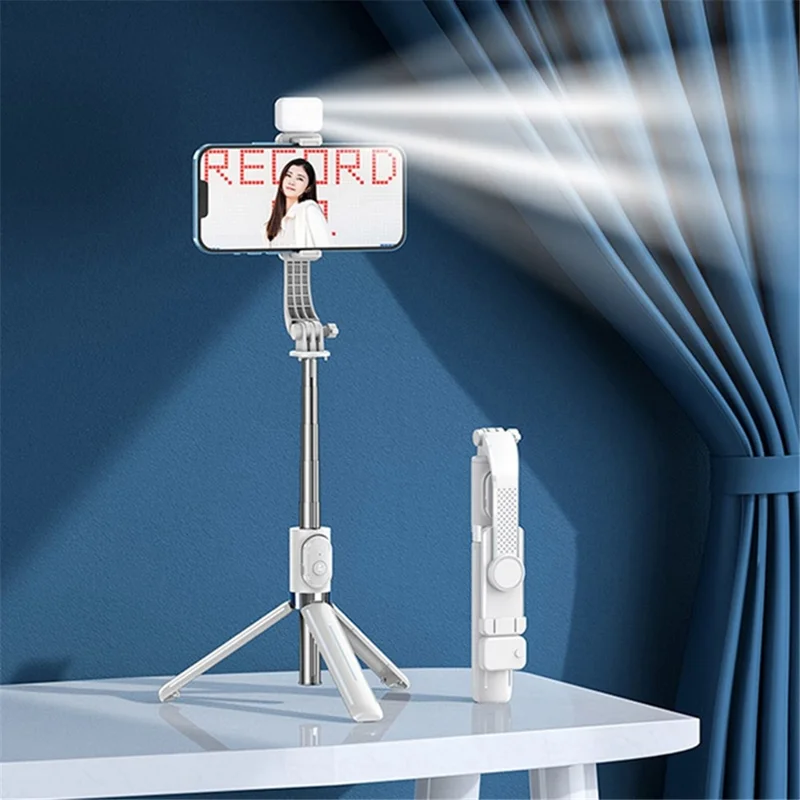 Z9S Selfie Stick Size 105cm Bluetooth-compatible Remote Control Phone Live Streaming Bracket Tripod with Fill Light - White