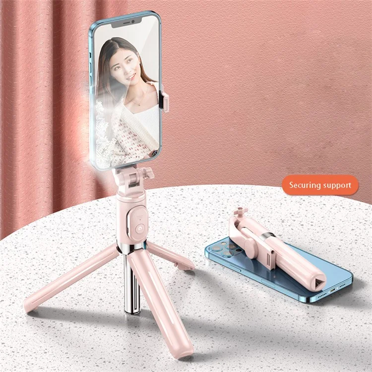 Z8 103cm Extendable Selfie Stick Tripod Cell Phone Holder Selfie Stick Stand with Wireless Remote Control - Pink