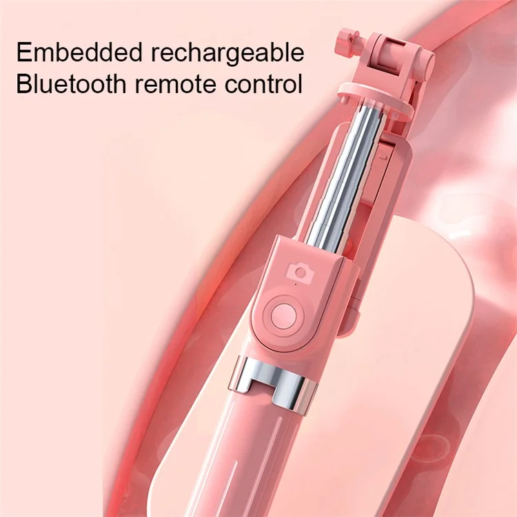 Palo de selfie y trípode Z11 de 103 cm con control remoto inalámbrico Bluetooth para vlogging y transmisión en vivo - Rosa