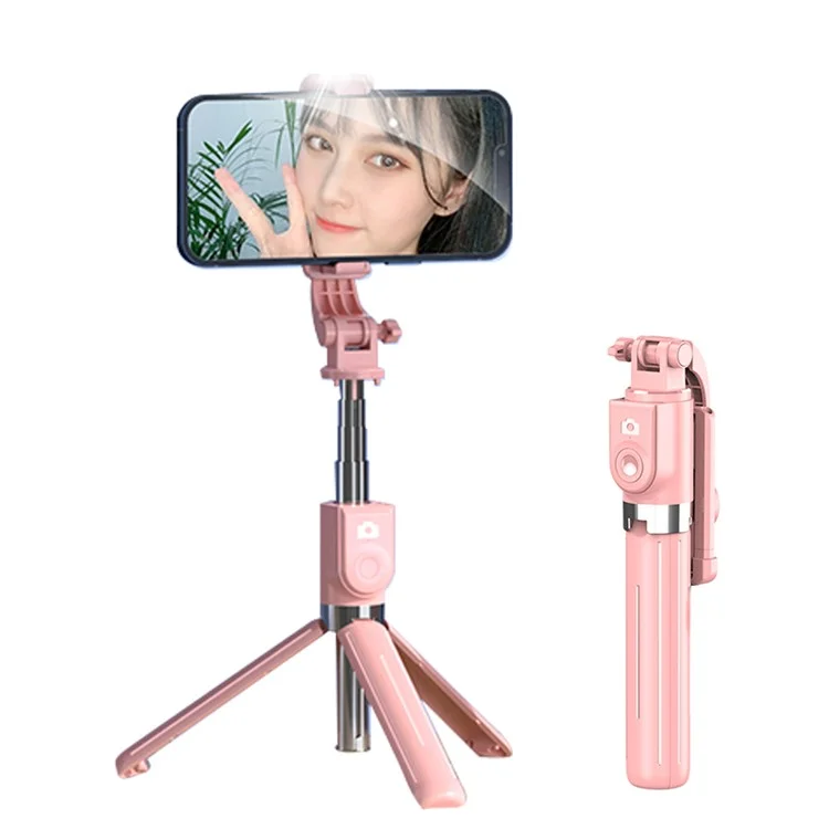 Palo de selfie y trípode Z11 de 103 cm con control remoto inalámbrico Bluetooth para vlogging y transmisión en vivo - Rosa