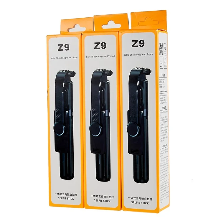 Z9 105cm Selfie Stick Tripod Extendable Phone Tripod Stand Holder with Remote Control for Travel Video Vlogging - Black