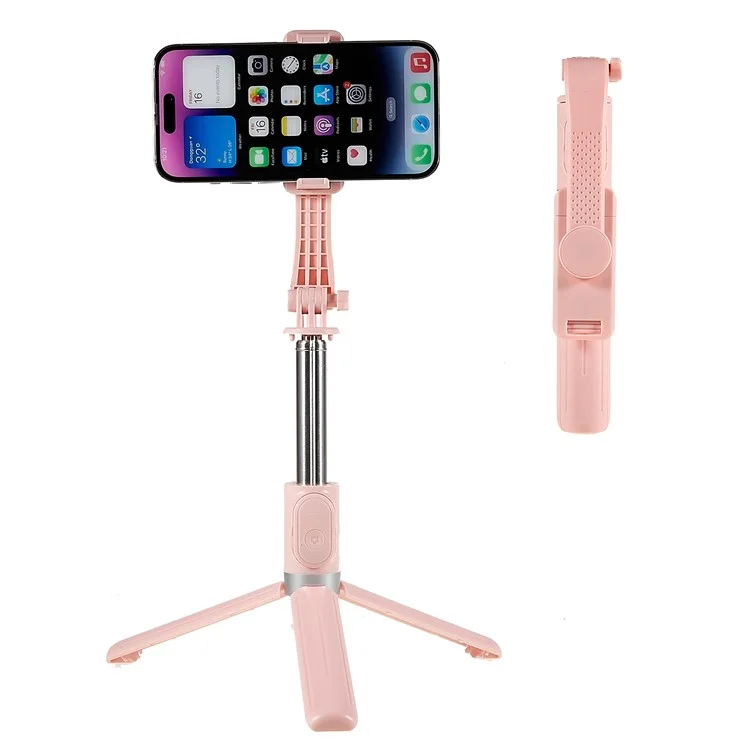 Palo Selfie Stick Trípode Extensible de 105 cm para Teléfono con Control Remoto para Viajes, Videoblogs - Rosa