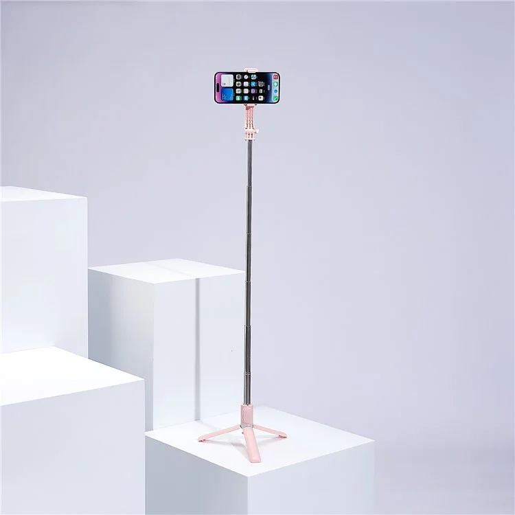 Palo Selfie Stick Trípode Extensible de 105 cm para Teléfono con Control Remoto para Viajes, Videoblogs - Rosa