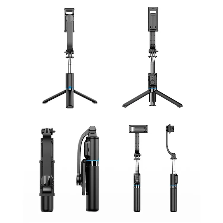 C01 1,06 m ausziehbarer Selfiestick-Stativ-Ständer mit abnehmbarer Halterung, Handyclip und Bluetooth-Fernbedienung