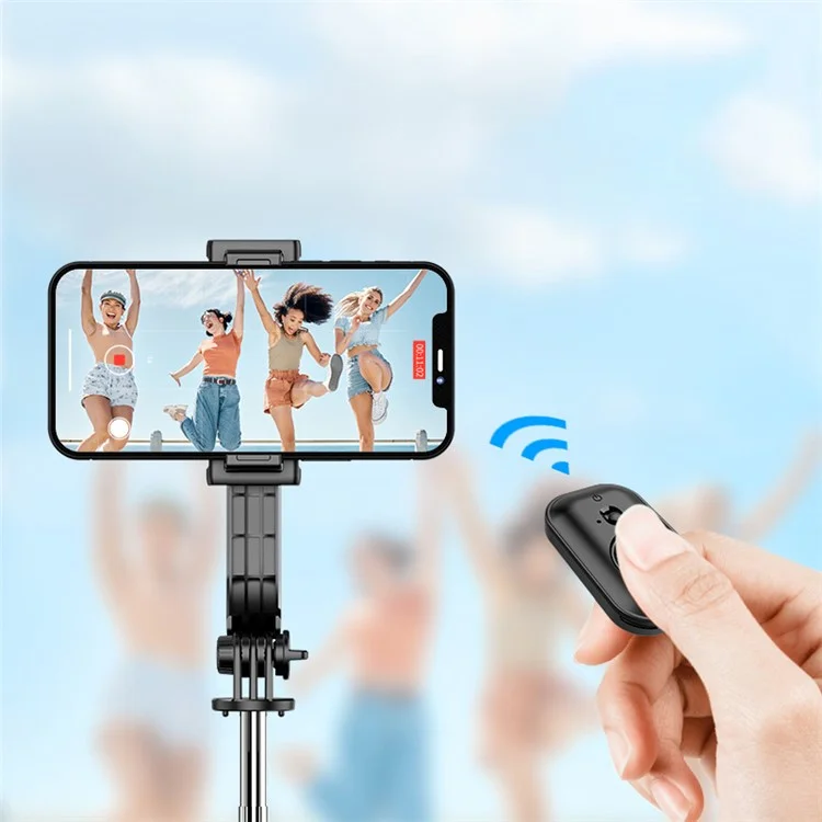 C01 1,06 m ausziehbarer Selfiestick-Stativ-Ständer mit abnehmbarer Halterung, Handyclip und Bluetooth-Fernbedienung
