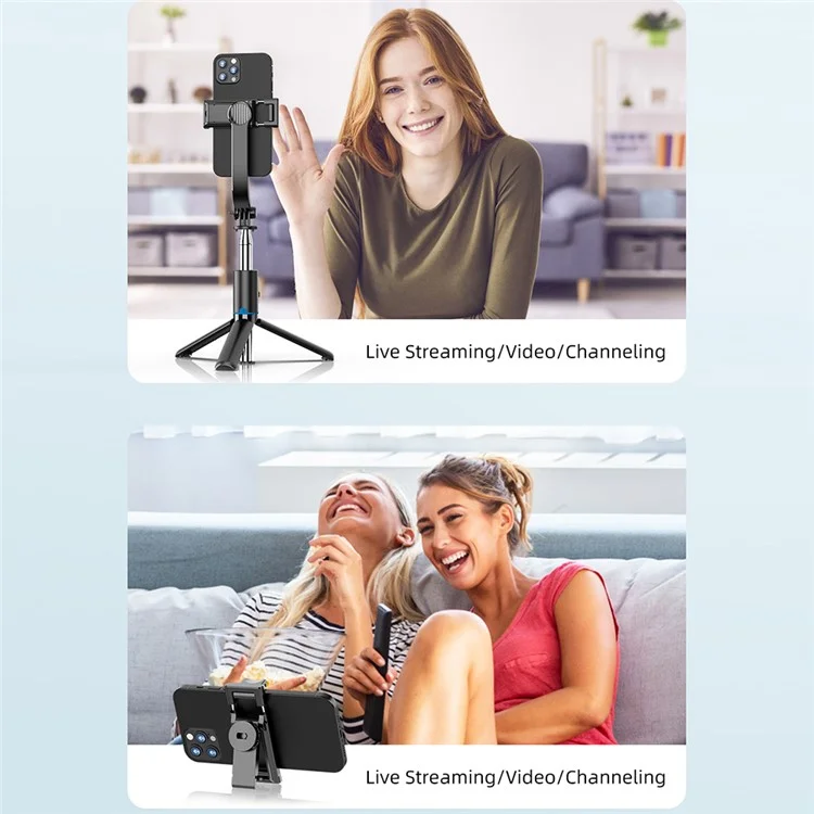 C01 1,06 m ausziehbarer Selfiestick-Stativ-Ständer mit abnehmbarer Halterung, Handyclip und Bluetooth-Fernbedienung