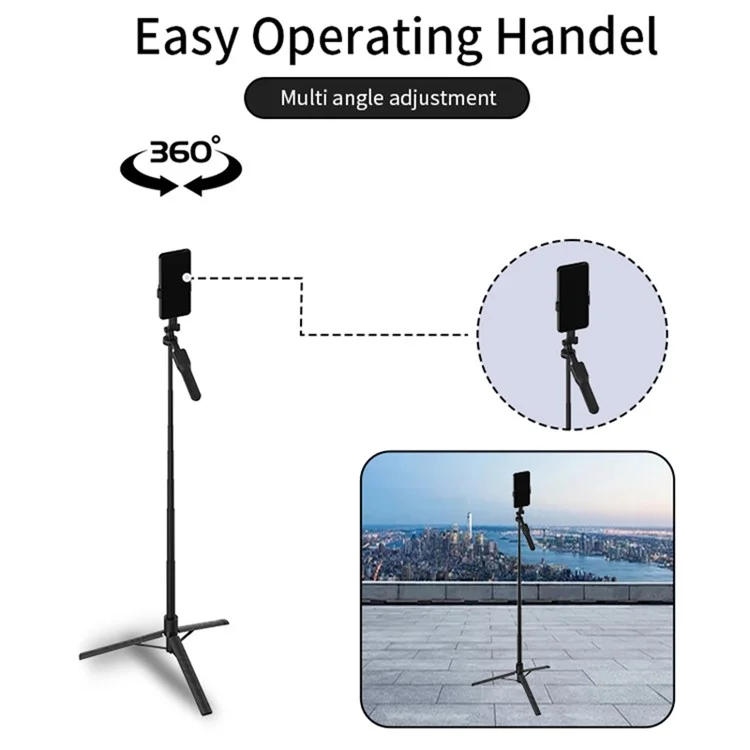 JMARY KT-239 1.75m Telescopic Selfie Stick Tripod Stand Cell Phone Clip Rotation Design Camera Mount Holder