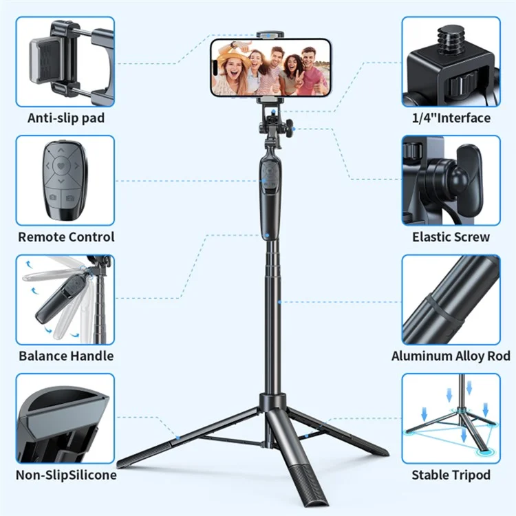 PIXEL ST2 1.6m Outdoor Folding Anti-Shake Selfie Stick Portable Cell Phone RC Gimbal Tripod Stand with Bluetooth-compatible Remote Control