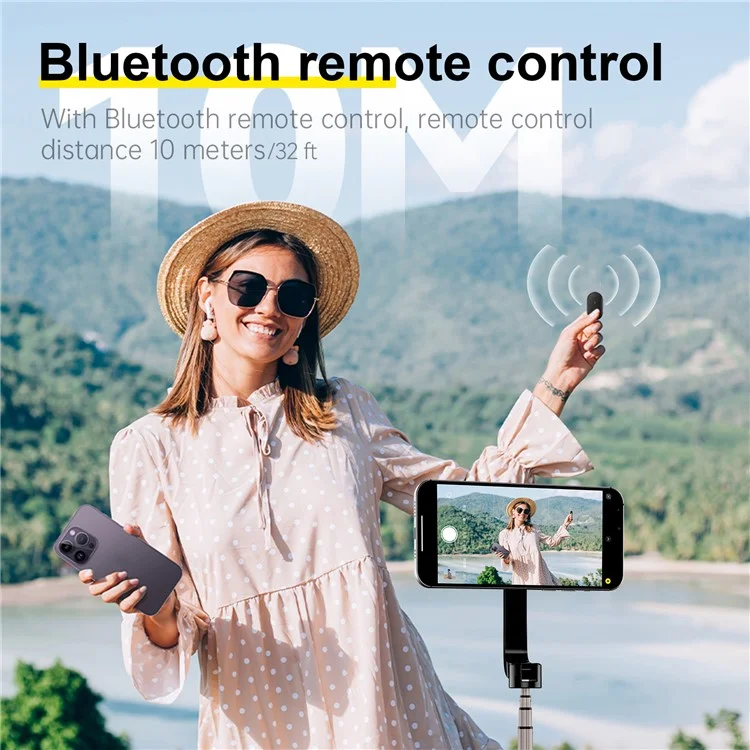 TELESIN WS-22005 Magnetic Phone Mini Selfie Stick Bluetooth Control Aluminum Alloy Tripod Telescopic Monopod per iPhone 12-15 Series