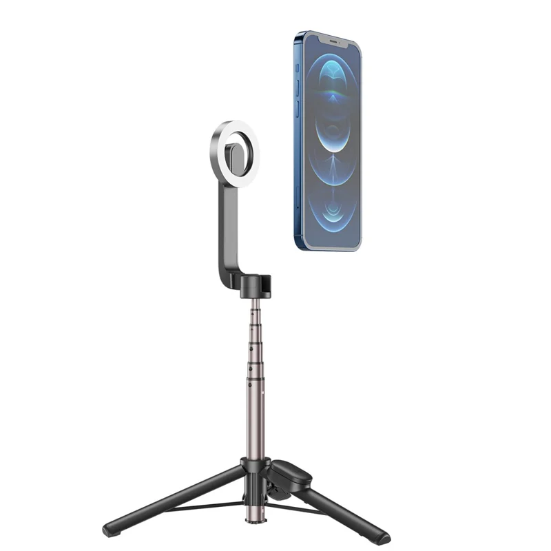 TELESIN WS-22005 Magnetic Phone Mini Selfie Stick Bluetooth Control Aluminum Alloy Tripod Telescopic Monopod per iPhone 12-15 Series