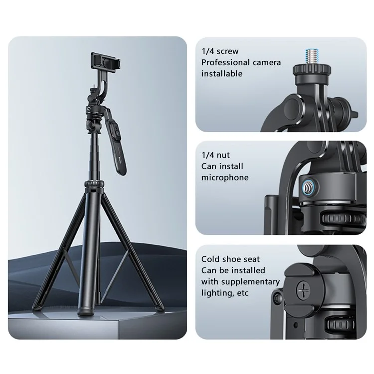 YESIDO SF17 Multifunctional Tripod Selfie Stick for Cell Phones, Camera Retractable Metal Tripod Stand