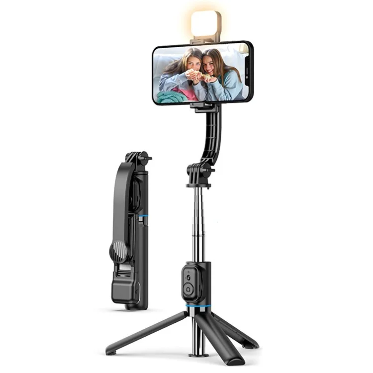 C01S Detachable Desktop Tripod Stand Multifunctional Portable Bluetooth Selfie Stick with Single Fill Light