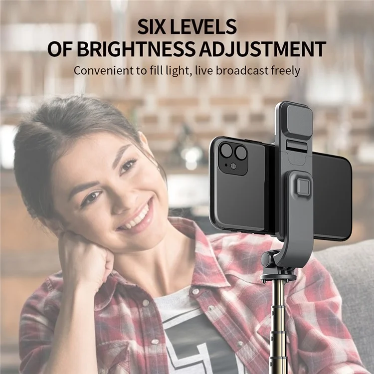L03S Bastone Selfie Bluetooth Asta in Lega di Alluminio Telescopica Treppiede con Luce di Riempimento - Nero