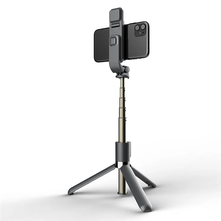 L03S Bastone Selfie Bluetooth Asta in Lega di Alluminio Telescopica Treppiede con Luce di Riempimento - Nero