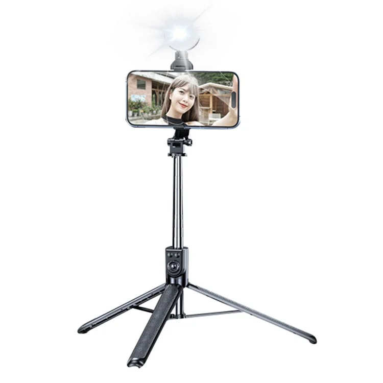 Z16 Pro Treppiede da 175 cm con telecomando, pieghevole, bluetooth, bastone selfie con luce di riempimento - Nero