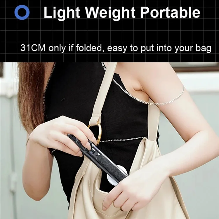 Z16 Pro Treppiede da 175 cm con telecomando, pieghevole, bluetooth, bastone selfie con luce di riempimento - Nero